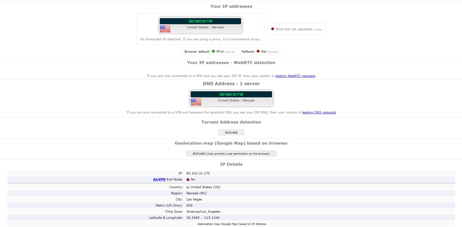 NordVPN DNS leak test 2