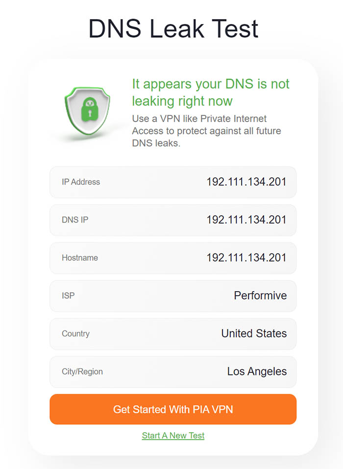 SurfShark VPN DNS leak test 3