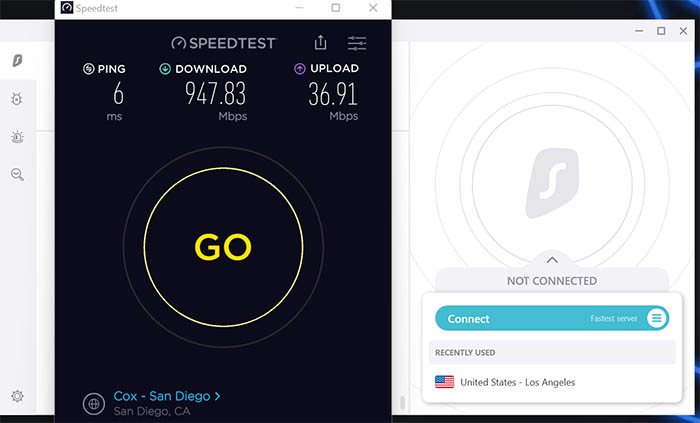 SurfShark actual ISP speed with no VPN activated
