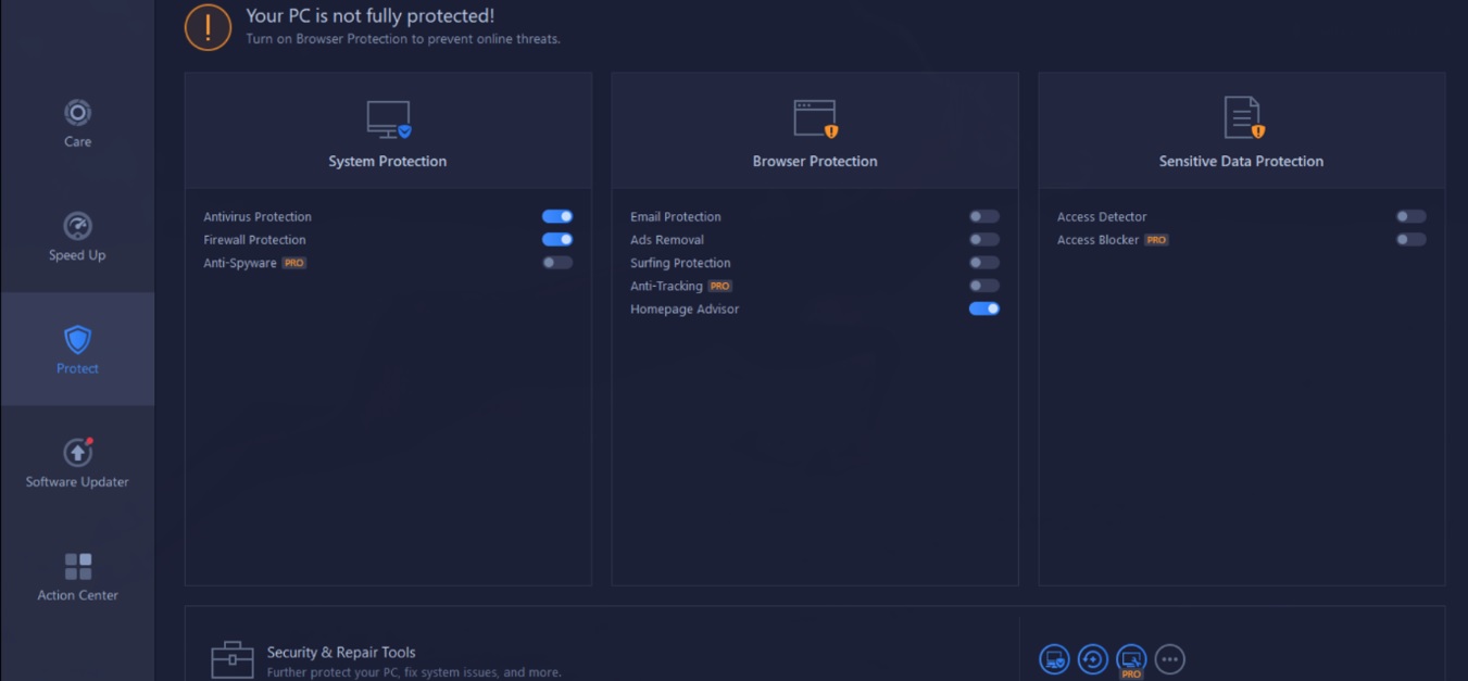 IObit Advanced SystemCare 16 Pro "Protect" feature