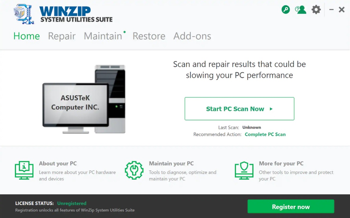 WinZip System utilities Suite user interface 2023