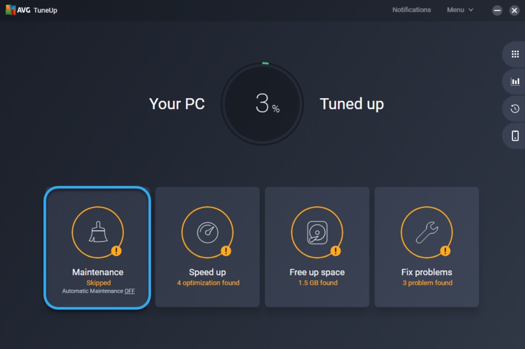 AVG TuneUp 2023 maintenance mode