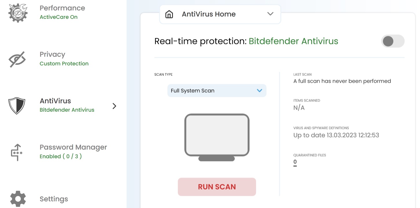 System Mechanic 23 Ultimate Defense detected BitDefender Antivirus 2023