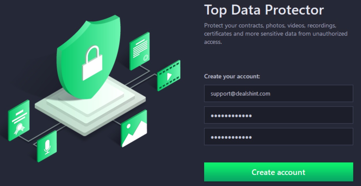 iTop Data Protector create an account