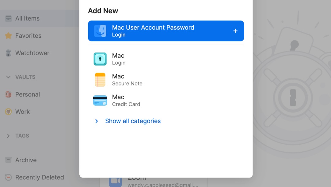 1Password credentials management