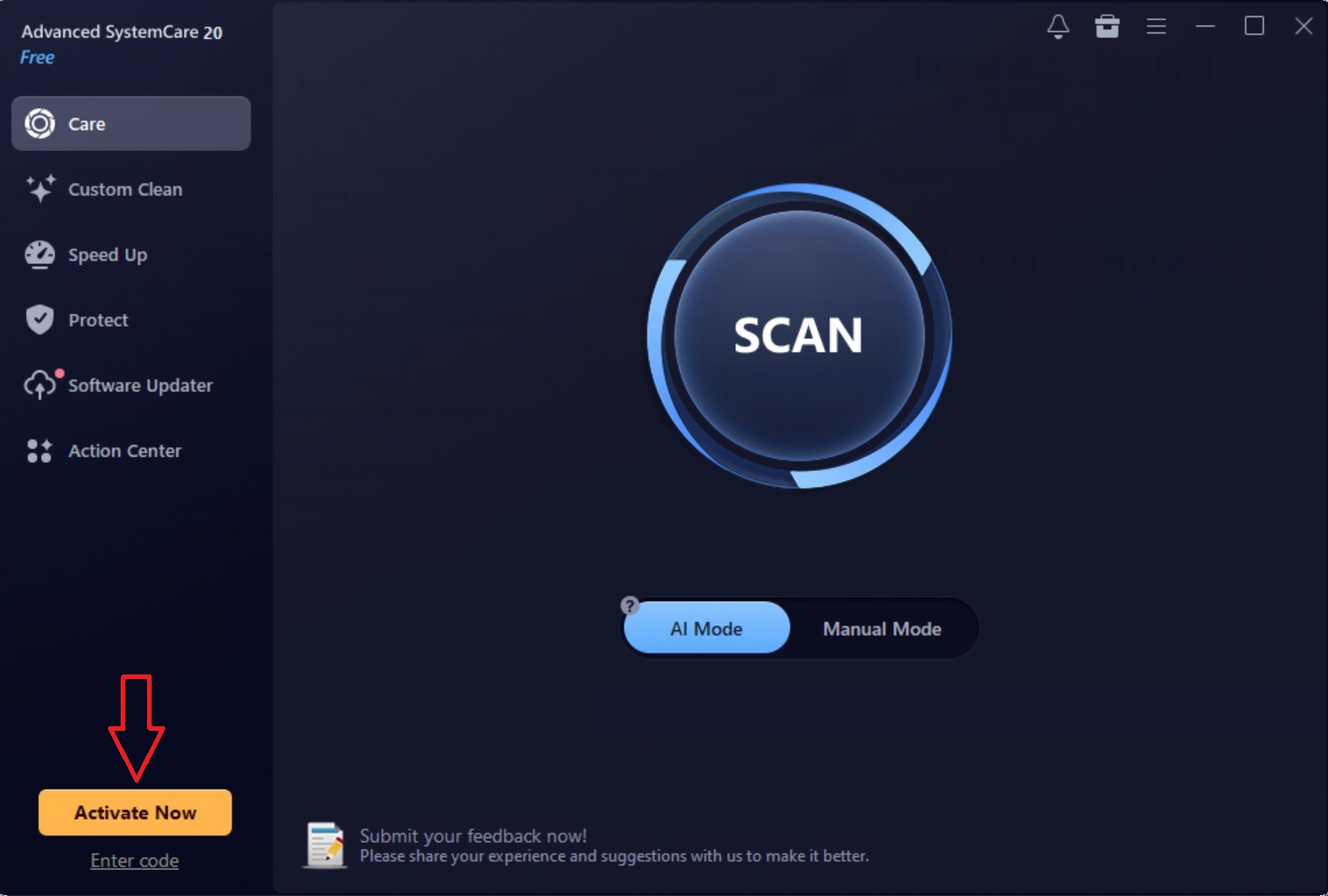 IObit Advanced SystemCare 20 Pro activation button