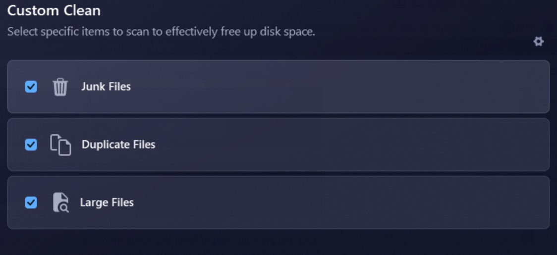 Advanced SystemCare 20 "custom clean" tab