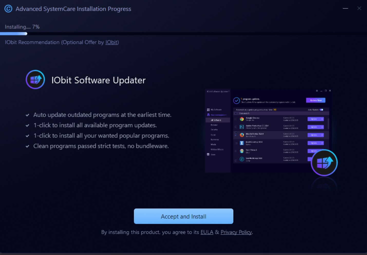 IObit Advanced SystemCare 20 installation process