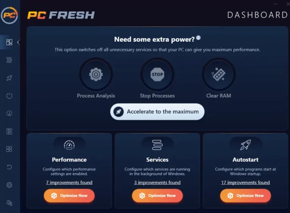 Abelssoft PC Fresh dashboard