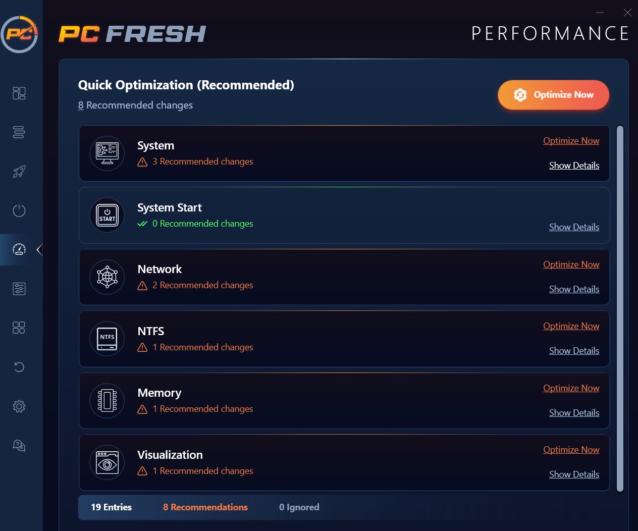 Abelssoft PC Fresh performance tab
