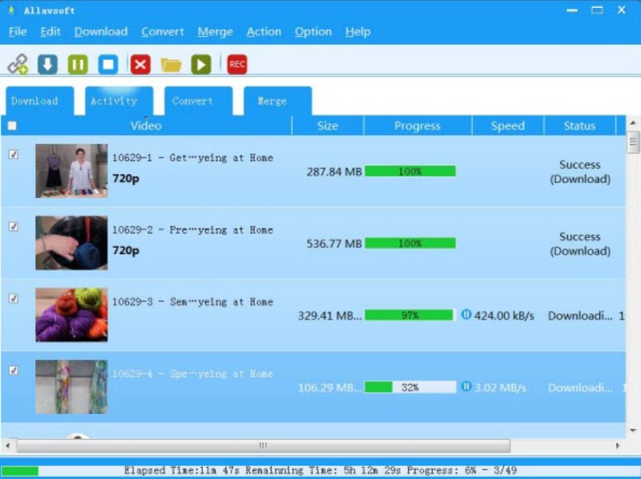 Allavsoft video downloader user interface