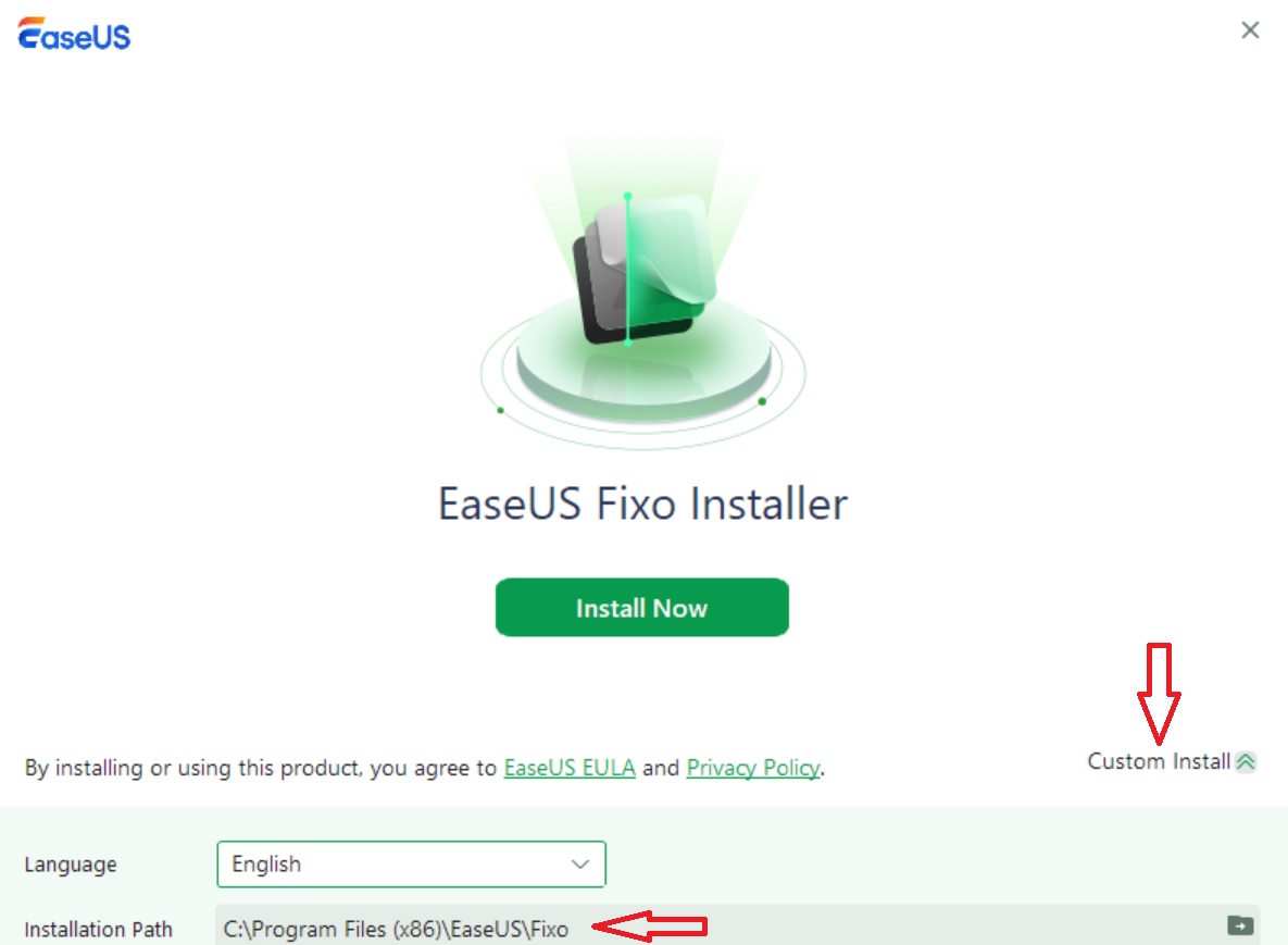 EaseUS Fixo installation path selection