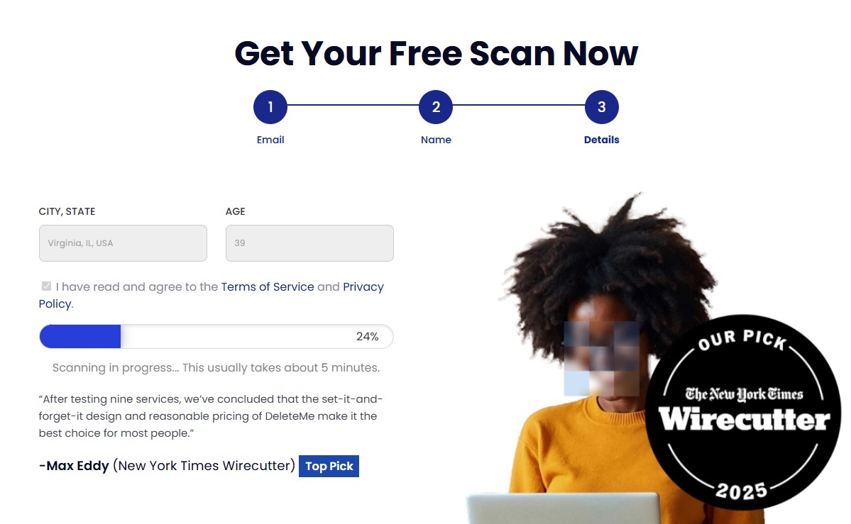 DeleteMe free scan test