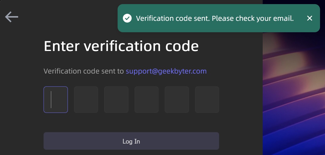 UltraPic enter verification code