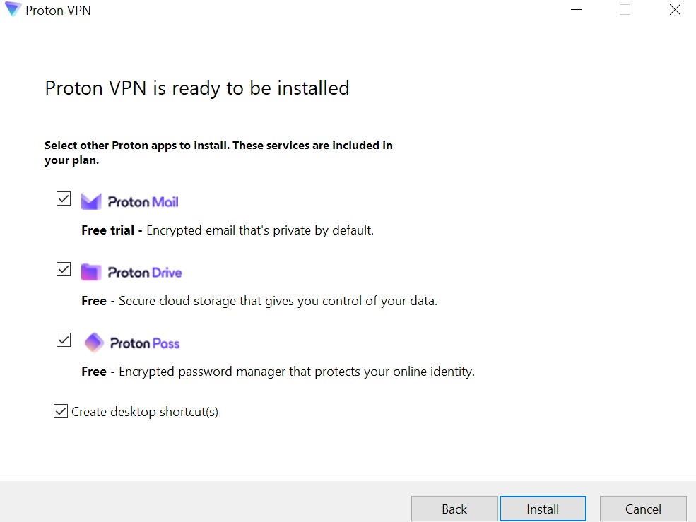 Extra Proton apps with free account