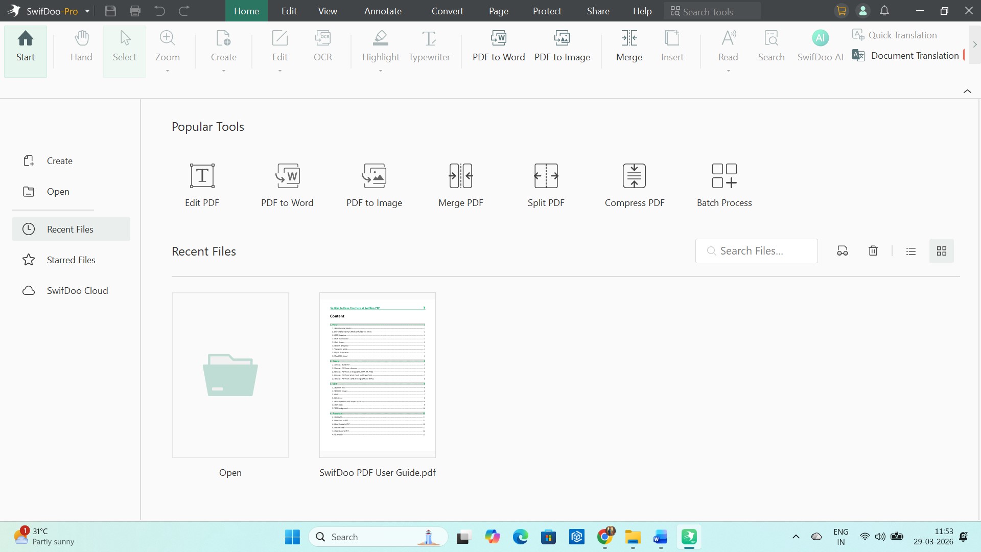SwiffDoo PDF Pro user interface