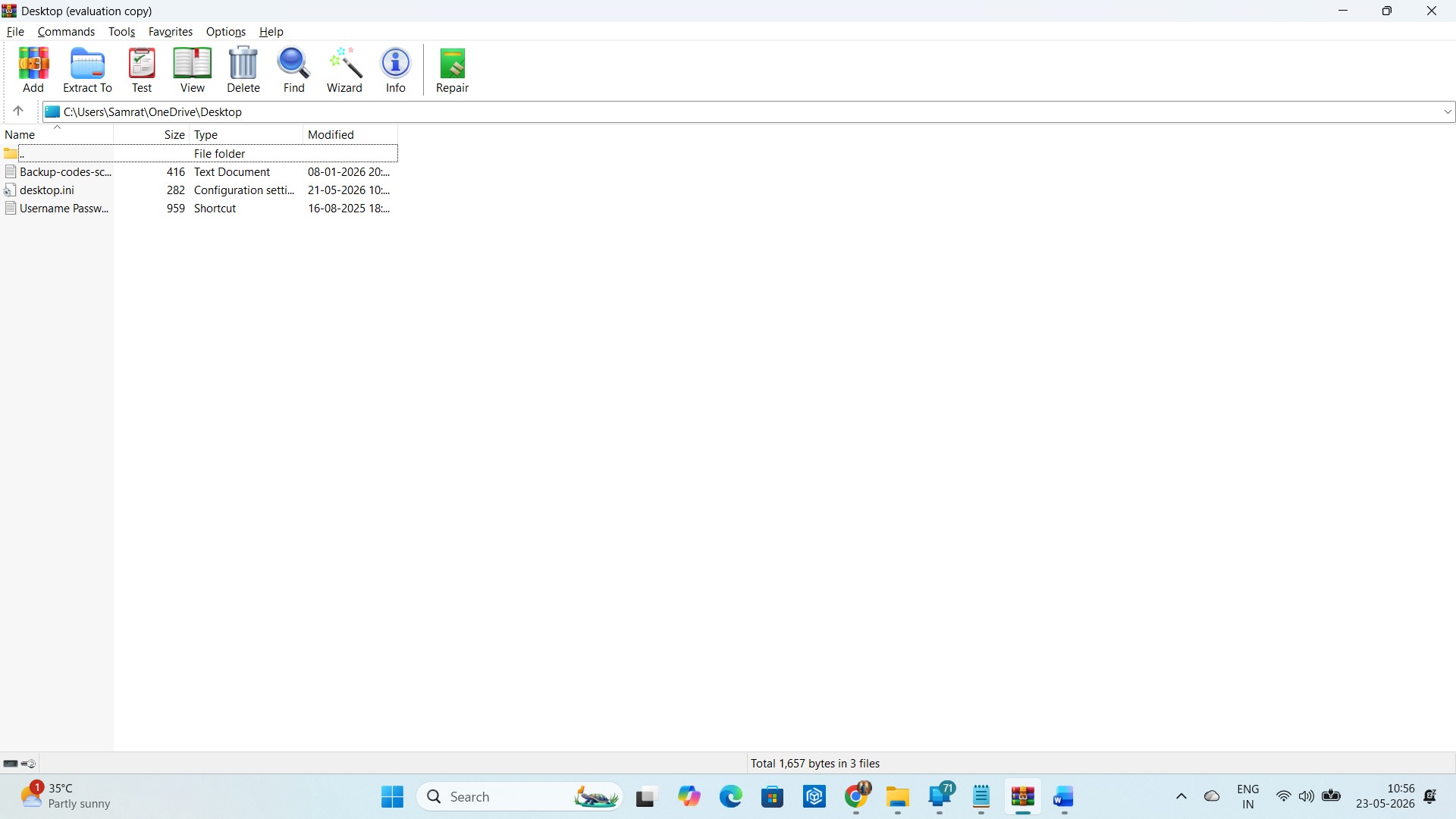 WinRar main window