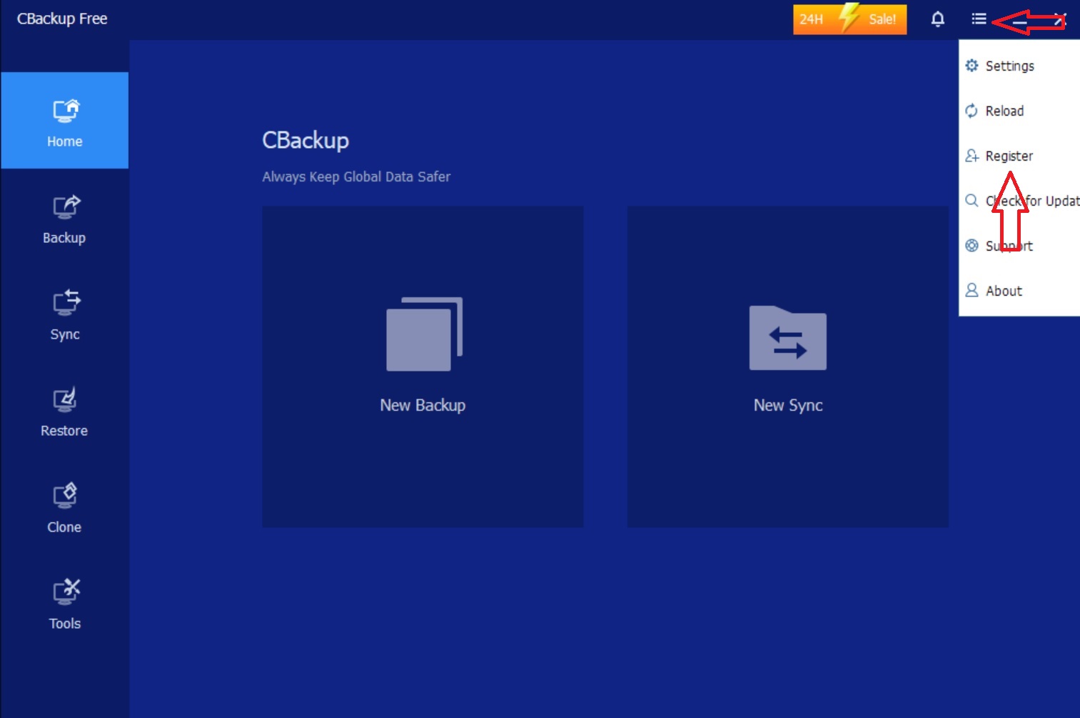 CBackup free version main window