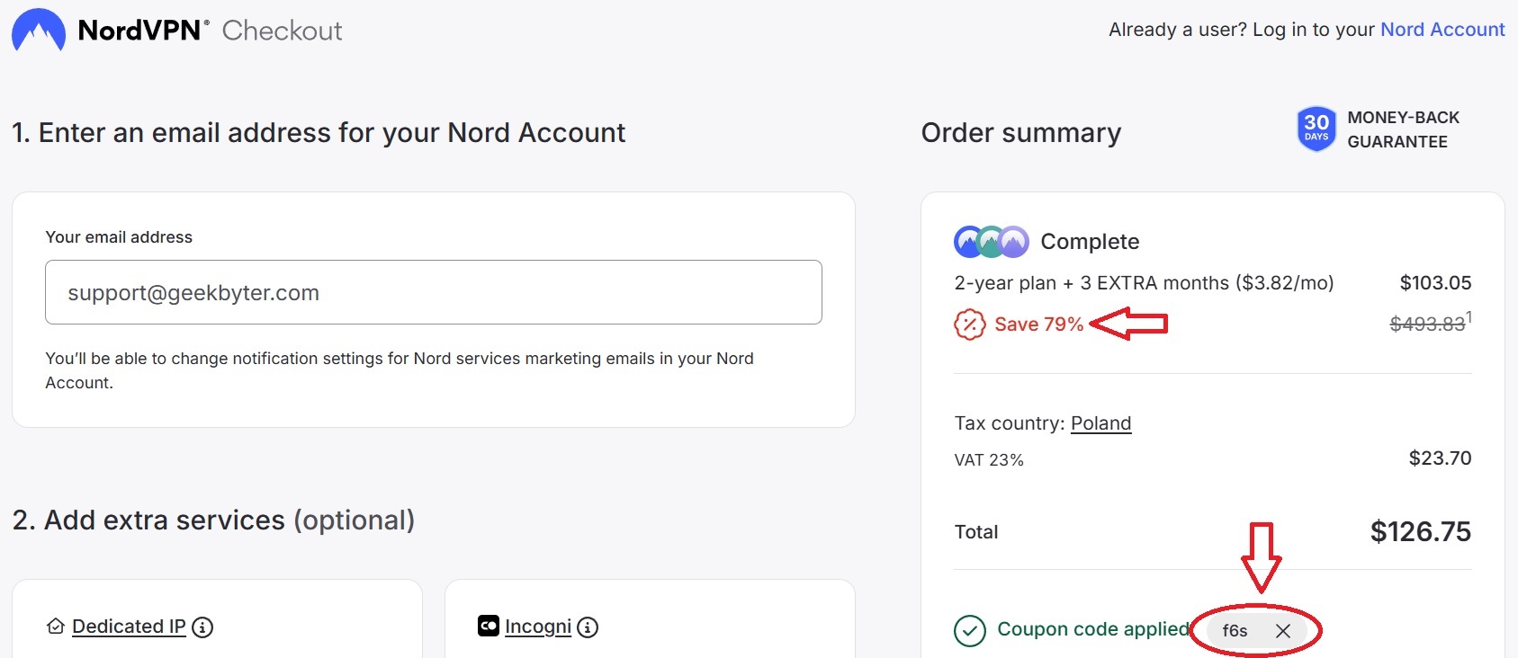 80% off NordVPN promo code applied