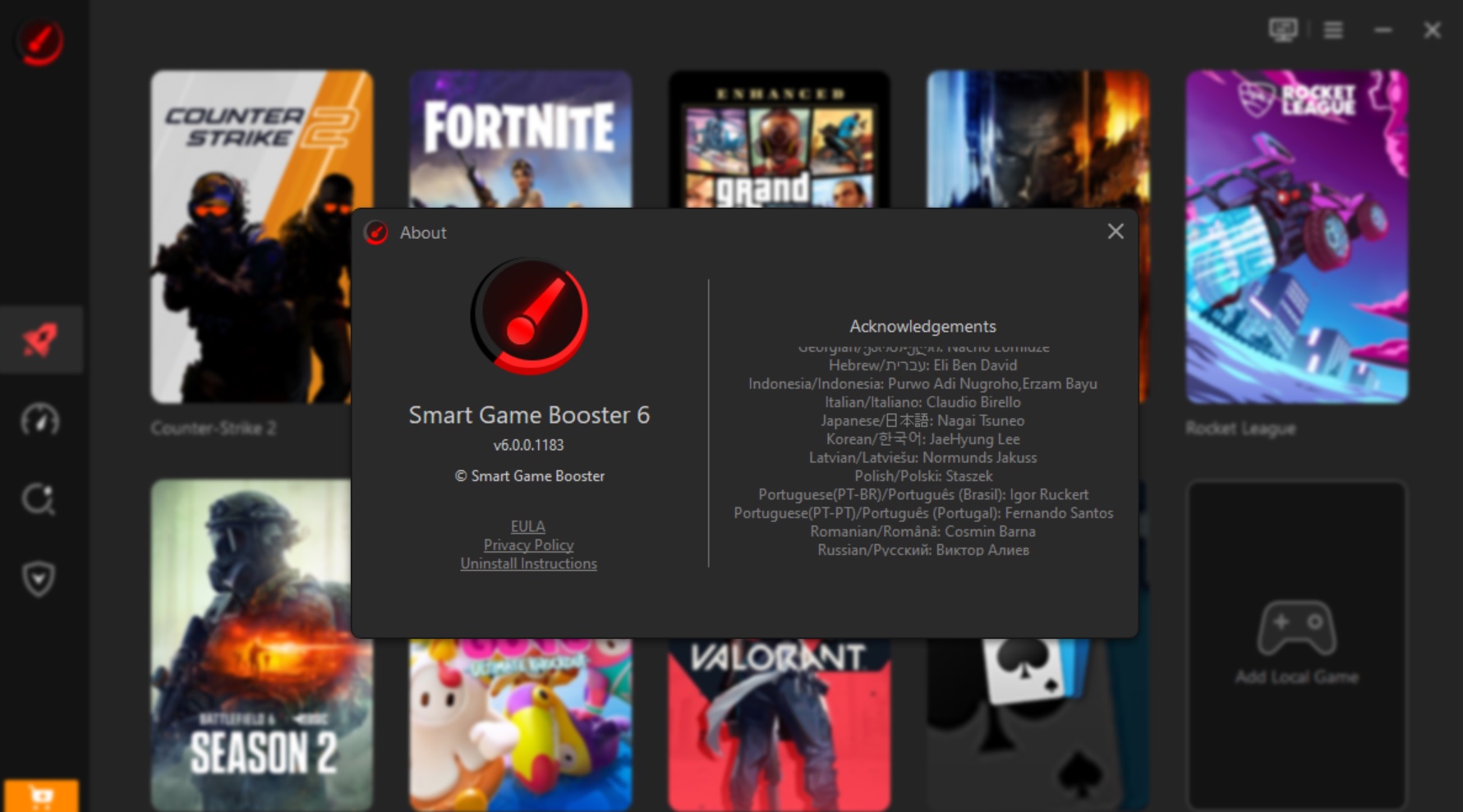 Smart Game Booster version 6.0.0.1183
