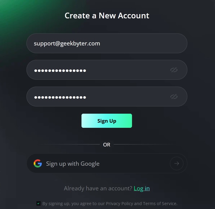 iTop create new account