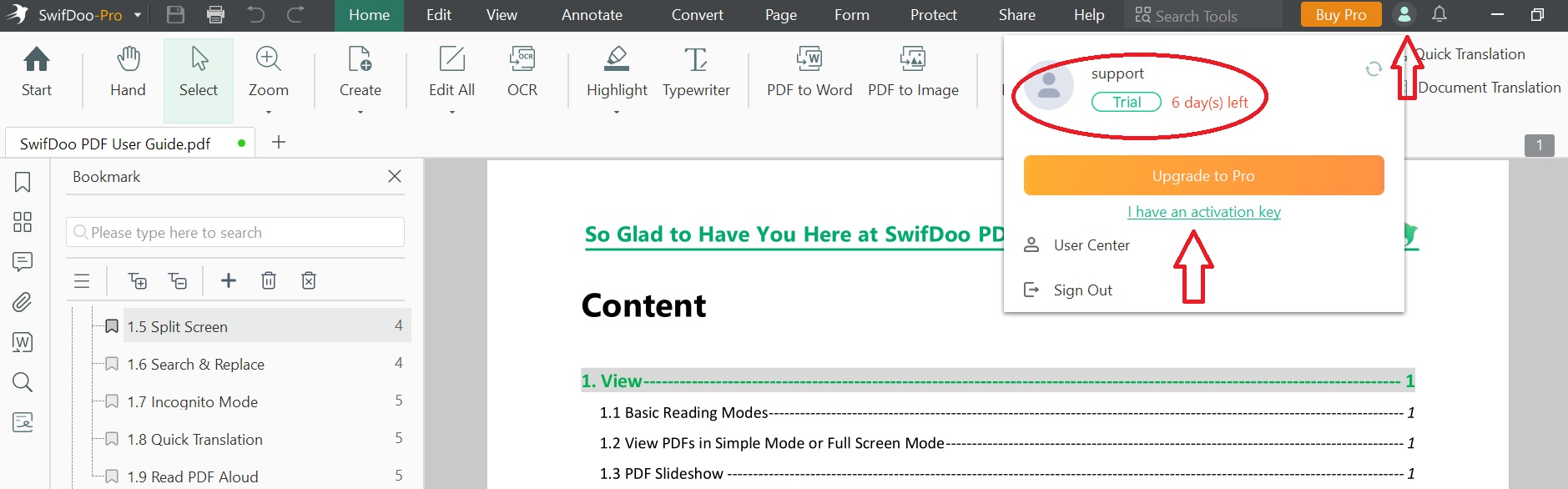 Activating SwifDoo gift code