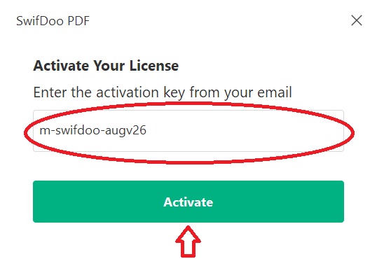 Activating SwifDoo PDF giveaway license with gift code