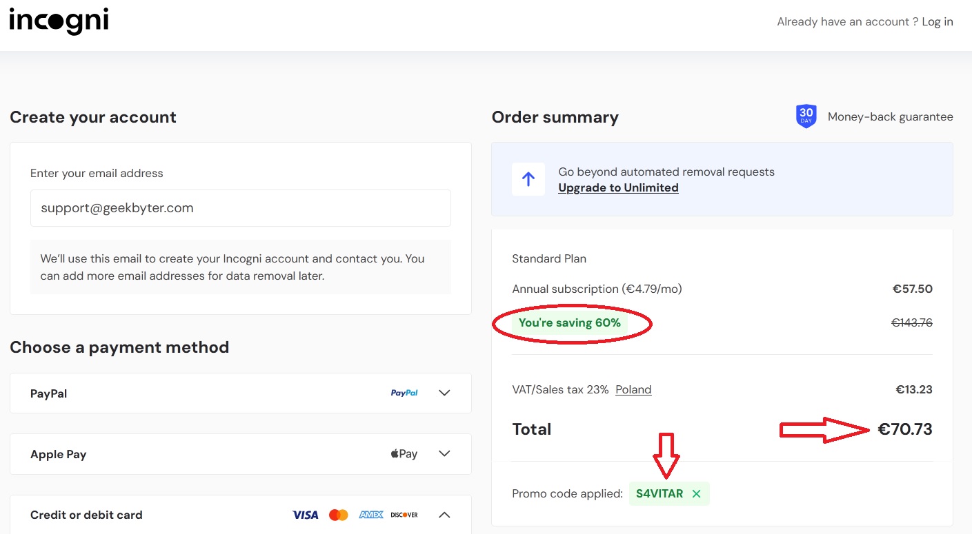 60% Off Incogni promo code applied September 2026