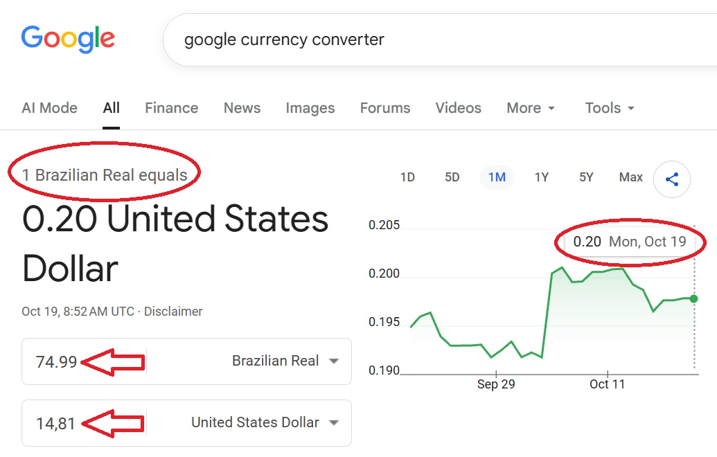 Brazilian Real into US Dollar currency convert