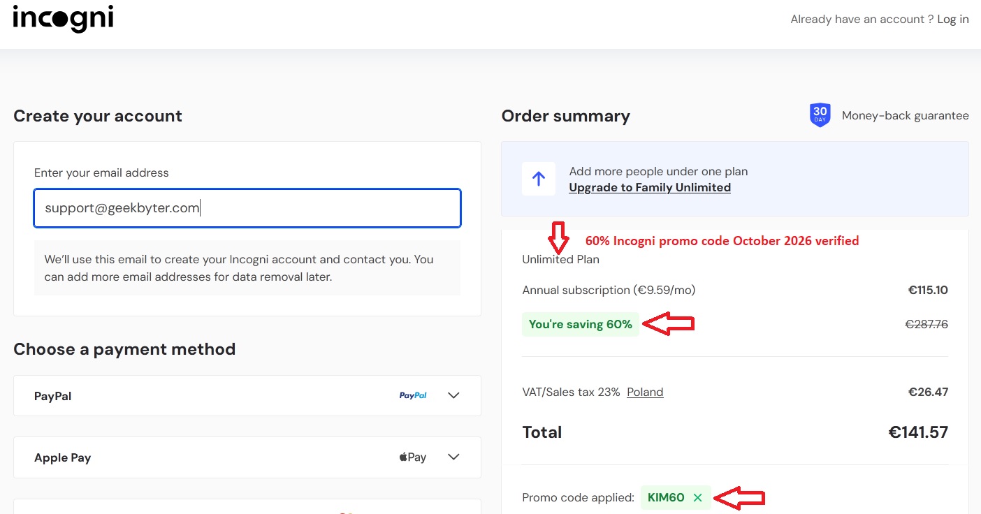 60% Off Incogni promo code verified October 2026